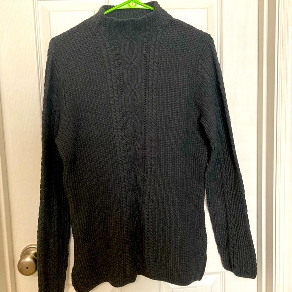 JEANNE PIERRE Sweaters - Charcoal mock neck cable knit sweater